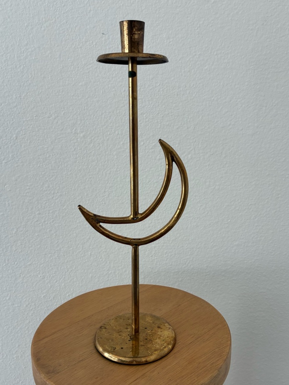 Vintage 90s Pier 1 Tall Celestial Moon Solid Brass Candlestick - Picture 5 of 9